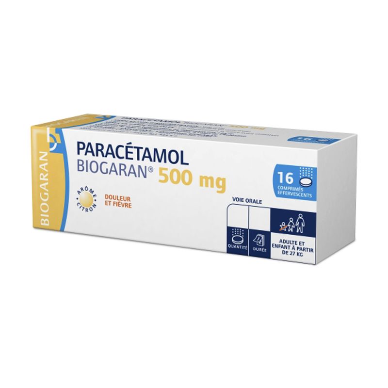 Paracétamol 500 mg Biogaran 16 comprimés effervescents