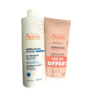 AVÈNE - Après soleil , lait réparateur 400 ml + crème de douche xeracalm 200 ml offert