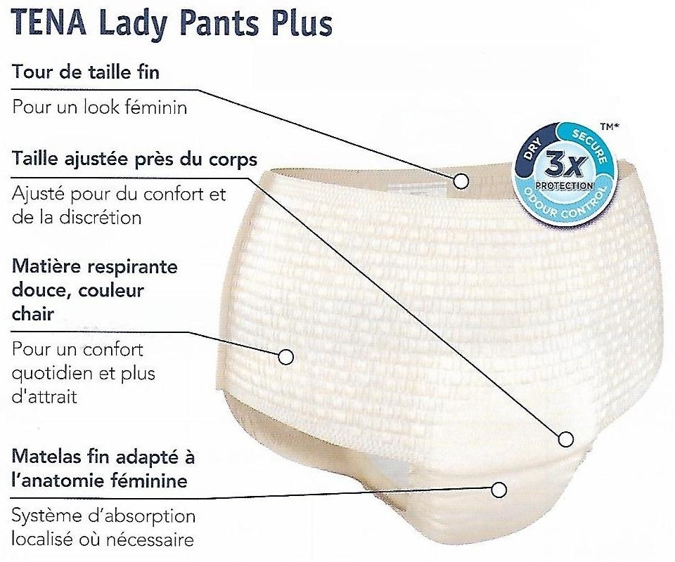 TENA LADY PANTS Plus L (Large) - Slip/Culotte Absorbant Jetable