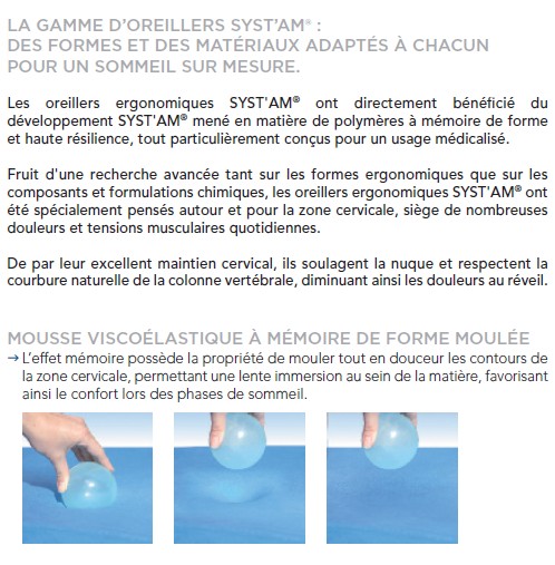 Oreiller Cervical - Mousse Mémoire de Forme - Multiportance - C100P -  SYSTAM - Oreillers - Univers Santé