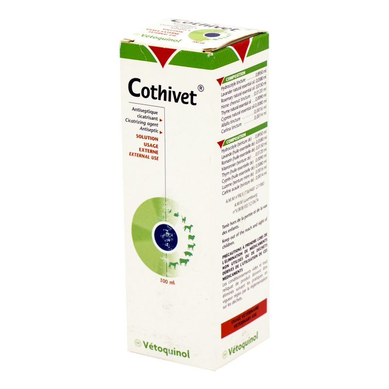 Vetoquinol Cothivet Antiseptique Cicatrisant Solution A Usage Externe Chiens Chats Etc 100ml