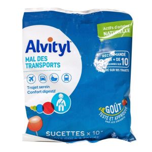 Alvityl Mal des transports dès 3 ans 10 sucettes