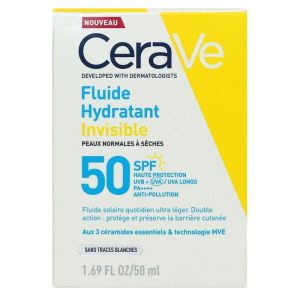 CERAVE - Fluide solaire invisible SPF50 Haute protection visage 50ml