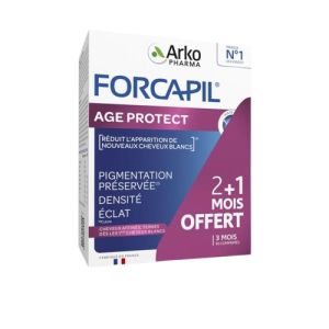 ARKOPHARMA - Forcapil Âge protect - Réduit l'apparition de nouveaux cheveux blancs - 2+1mois offert - Bte/90 comprimés - 3578835504873