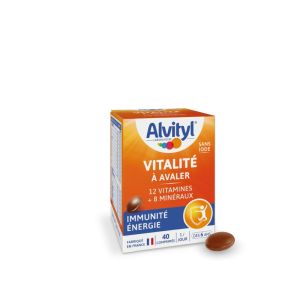 ALVITYL VITALITE 40 Comprimés à Avaler - Immunité dès 6 Ans - 12 Vitamines 8 Minéraux