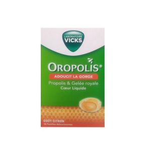 Vicks OROPOLIS CŒUR LIQUIDE GELEE ROYALE - PASTILLES à base de propolis - Goût Citron - Bte/16 - MEDIFLOR