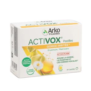 ACTIVOX Pastilles Sans Sucre Arôme Miel Citron - 24 Pastilles