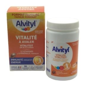 ALVITYL VITALITE 90 Comprimés à Avaler - Immunité dès 6 Ans - 12 Vitamines 8 Minéraux