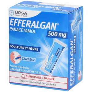 Efferalgan 500 mg Framboise, granulés - 16 sachets