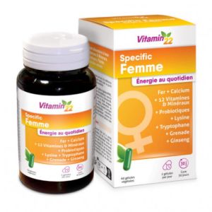 VITAMIN'22 Specific Femme 60 Gélules - Action Tonifiante, Anti Fatigue