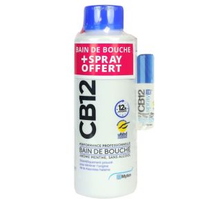 CB12 Bain de bouche 500ml menthe + spray buccal offert