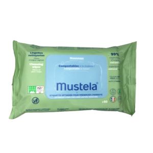 EXPANSCIENCE - Mustela , Lingettes nettoyantes compostable , 60 lingettes , 3504105038700