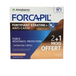 FORCAPIL Fortifiant Kératine+ 180 Gélules - Programme 3 Mois - Cheveux Affaiblis, Ternes