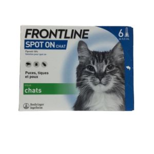 FRONTLINE SPOT ON Chat 6 Pipettes de 0.5ml - Anti Parasitaires (Puces, Tiques, Poux)