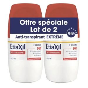 COOPER - Etiaxil Anti-Transpirant extrême 96H peaux normales , Anti-odeurs - ROLL ON 50ml lot 2