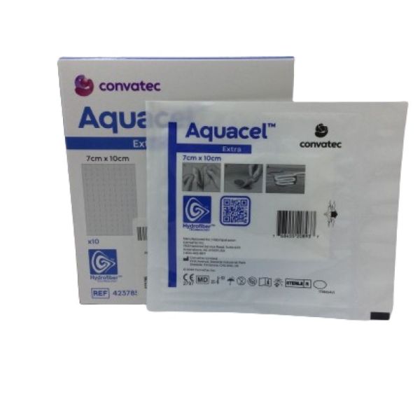 AQUACEL Extra 7 x 10 cm - Pansement Absorbant HydroFiber Stérile - Fibres de Renfort - Bte/10 - 3701174004951
