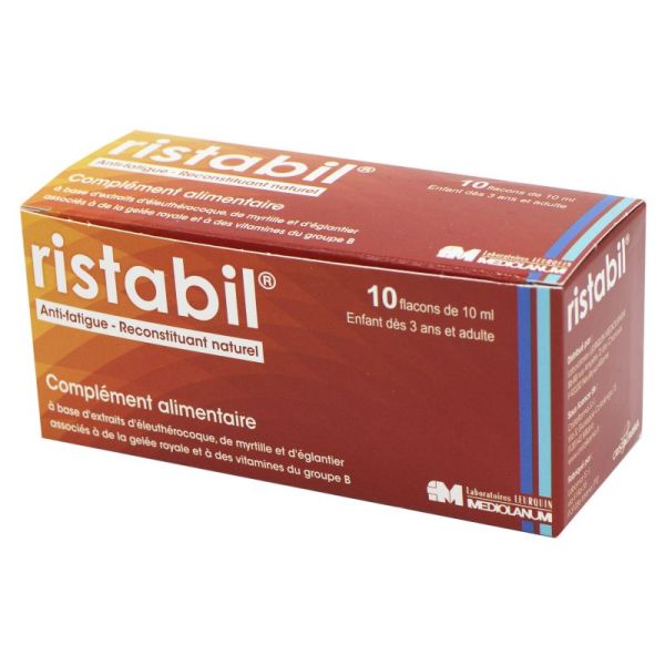 Leurquin - RISTABIL Solution Buvable 10x 10ml - Anti Fatigue, Reconstituant  Naturel - 3401553519396