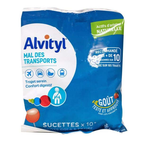 Alvityl Mal des transports dès 3 ans 10 sucettes