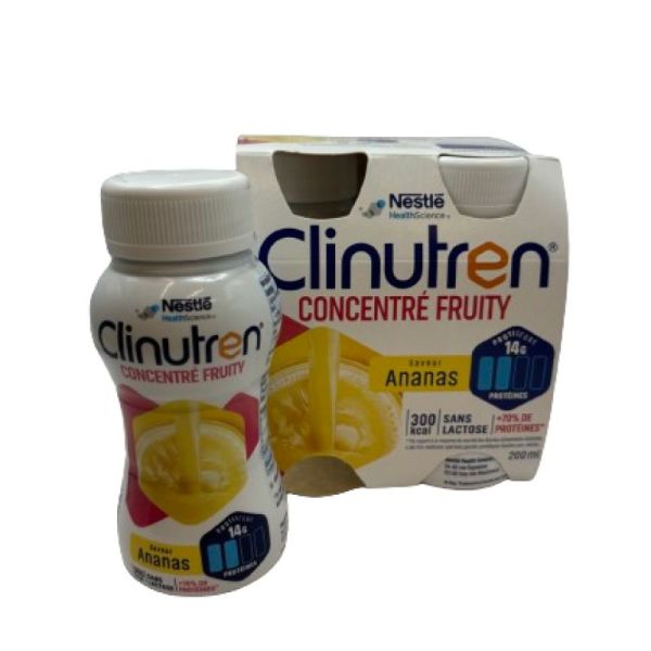 CLINUTREN CONCENTRE FRUITY Ananas 4x 200ml - Dénutrition - 300 kcal / 14g Protéines