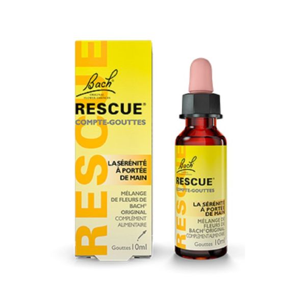 RESCUE ORIGINAL Compte Gouttes 10ml - Mélange de 5 Fleurs de Bach Original - Concentré de Sérénité