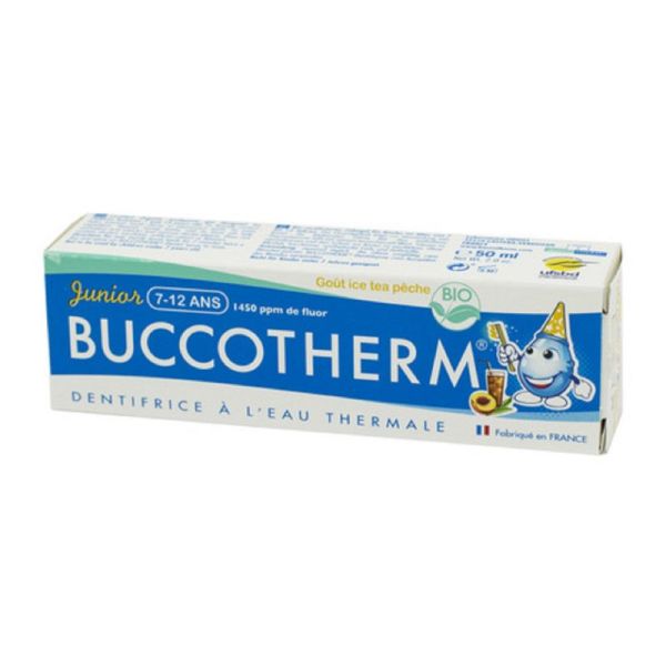 Buccotherm Bio Junior Dentifrice Enfant 7 A 12 Ans Gout Ice Tea Peche Gel Fluore