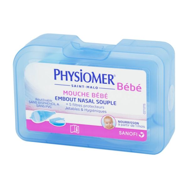 Physiomer Mouche Bebe A Embout Nasal Souple 5 Filtres Protecteurs Jetables