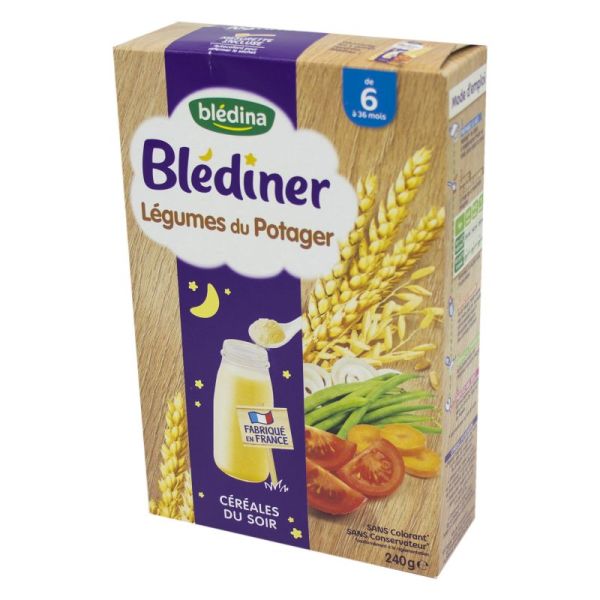 Céréales en poudre bébé soir dès 6 mois assortiment légumes du potager  Blédiner BLEDINA