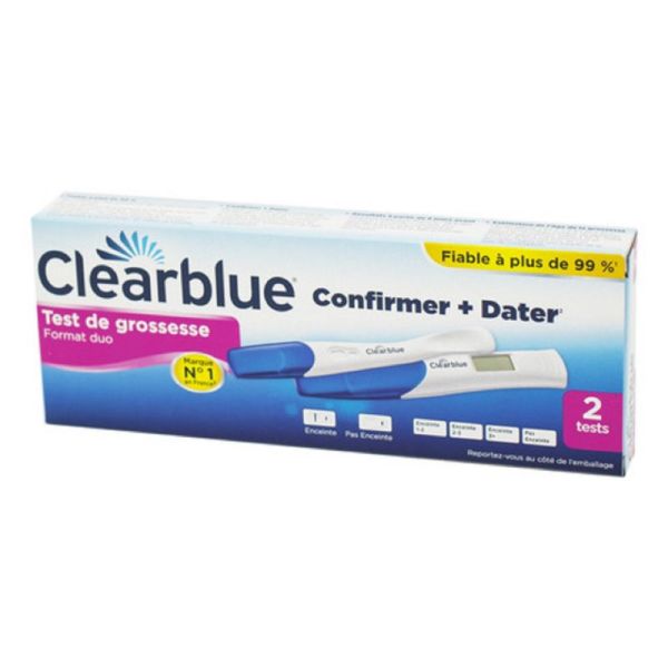 CLEARBLUE Format Duo Confirmer + Dater, 2 Tests de Grossesse Détection Précoce (1 Early + 1 Digital)