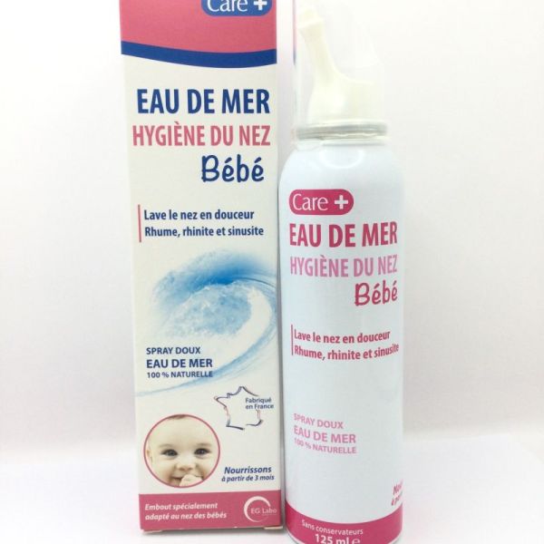 EG LABO CARE+ Eau de mer , Hygiène du nez bébé, 125 ml, 3615840000119