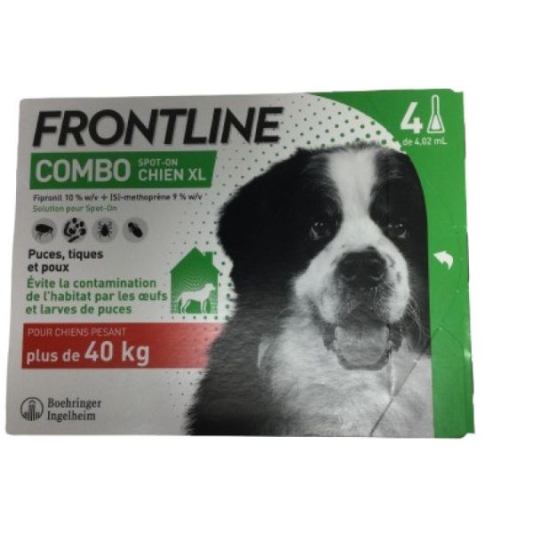 FRONTLINE COMBO Spot On CHIEN XL (+40kg) 4 Pipettes de 4.02ml - Anti Parasitaires