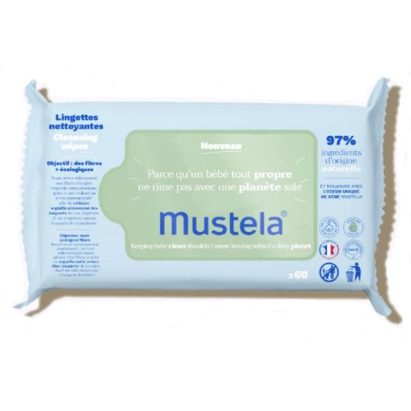 Mustela - Lingettes nettoyantes bébé X60 - Pharmacie du Marché