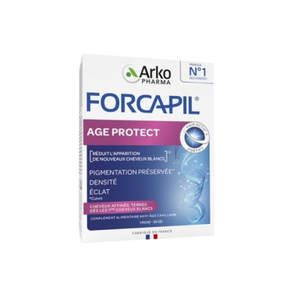 ARKOPHARMA - Forcapil Âge protect - Réduit l'apparition de nouveaux cheveux blancs -1mois  - Bte/30 comprimés - 3578835504866