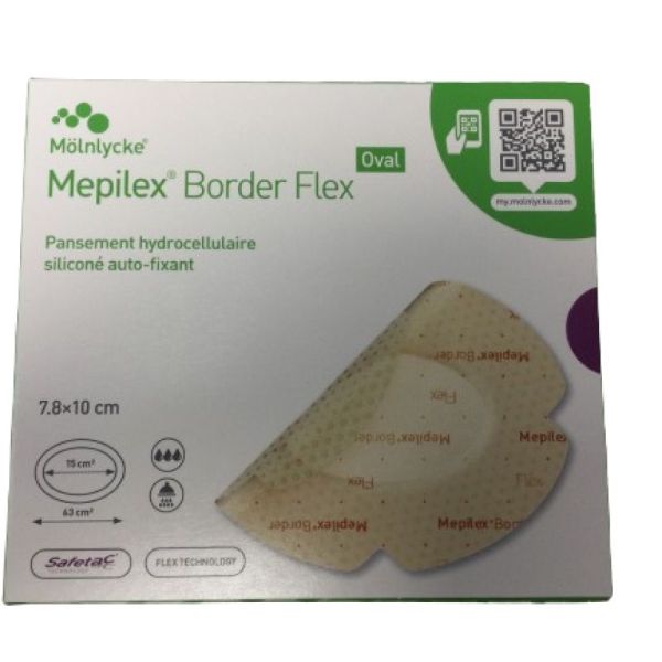 MEPILEX BORDER Flex Oval 7.8 x 10 cm - Pansement Hydrocellulaire Morpho Adaptable - Bte/16