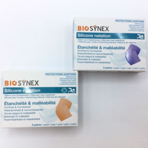 BIOSYNEX - Silicone natation , étanchéité & malléabilité , 3 paires , orange , 3532678592145