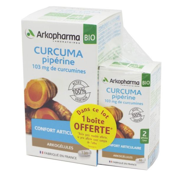 ARKOGELULES BIO Curcuma Piperine Bte/130 + 40 Gélules - Complément Alimentaire Confort Articulaire