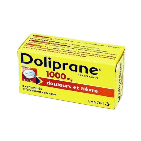 DOLIPRANE 1000 mg, 8 comprimés effervescents Pharmacie du Centre 80300
