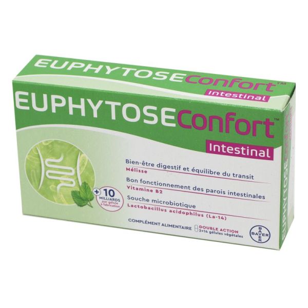 Euphytose Confort Intestinal Mélisse, vitamine B2, 28 gélules végétales