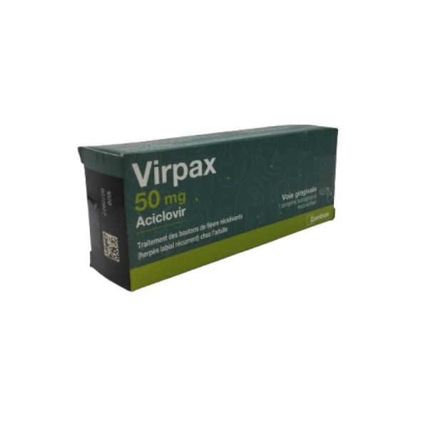 ZAMBON - Virpax 50 mg , Aciclovir - Traitement des boutons de fièvre récidivants (herpès labial récurrent) chez l'adulte - 3400930253359