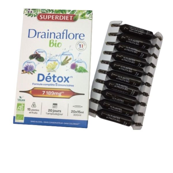 Drainaflore bio detox dépuratives 20 ampoules - 3428881226000