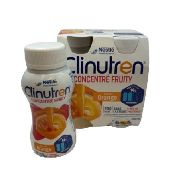 CLINUTREN CONCENTRE FRUITY Orange 4x 200ml - Dénutrition - 300 kcal / 14g Protéines