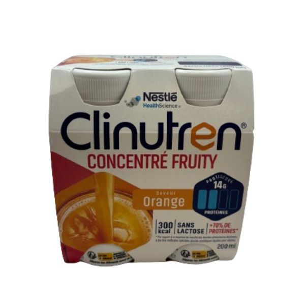 CLINUTREN CONCENTRE FRUITY Orange 4x 200ml - Dénutrition - 300 kcal / 14g Protéines