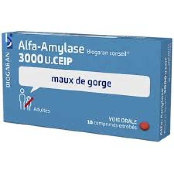 Alfa Amylase Biogaran 3000U comprimés - Boite de 18