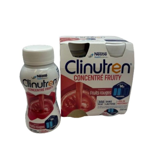 CLINUTREN CONCENTRE FRUITY Fruits Rouges 4x 200ml - Dénutrition - 300 kcal / 14g Protéines