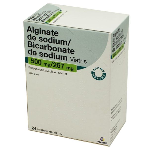 Alginate de Sodium/Bicarbonate de Sodium Viatris 500 mg/267 mg, 24