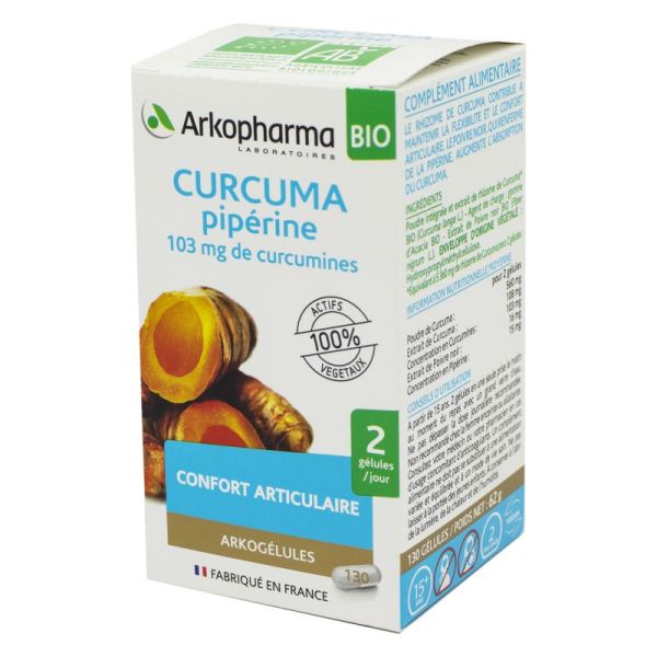 ARKOGELULES BIO Curcuma Piperine Bte/130 + 40 Gélules - Complément Alimentaire Confort Articulaire