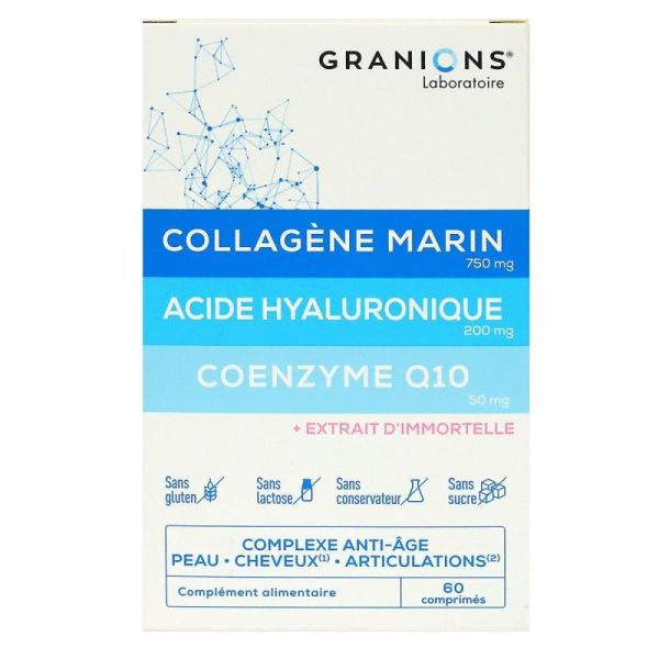 Collagène marin acide hyaluronique Coenzyme Q10 60 comprimés , 3760155216141