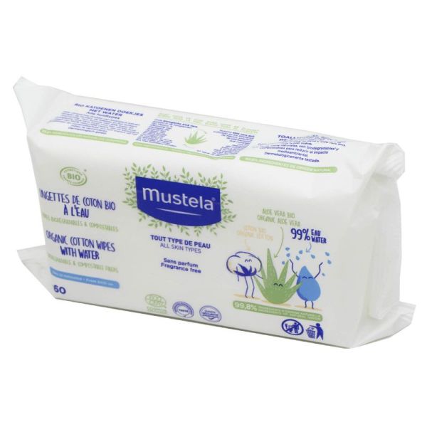 Mustela Lingettes À L'Eau Bio Cotton , 60 Unité (Lot De 1