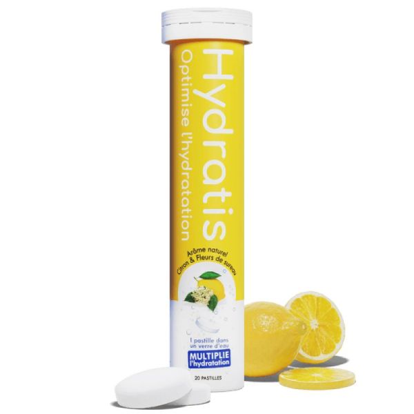 HYDRATIS Citron et Fleurs de Sureau 20 Pastilles Effervescentes - Optimise l' Hydratation