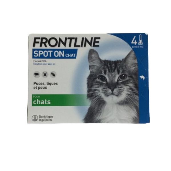 FRONTLINE SPOT ON Chat 4 Pipettes de 0.5ml - Anti Parasitaires (Puces, Tiques, Poux)