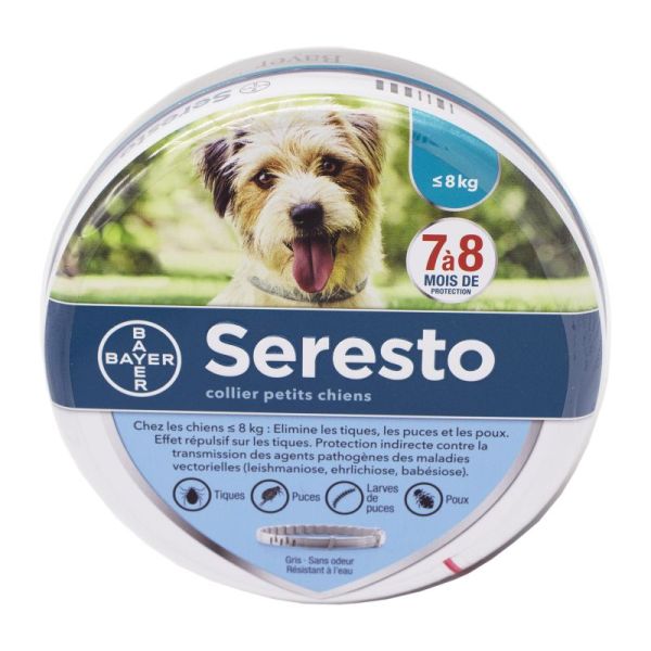 BAYER Seresto Collier Petits Chiens - Jusqu' à 8 Mois de Protection, Sans Odeurs, Résiste à l' Eau -